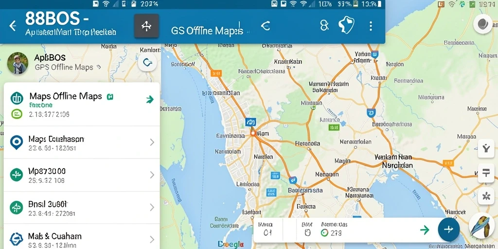 Antarmuka aplikasi 88BOS menampilkan peta offline yang jelas dan mudah dinavigasi.