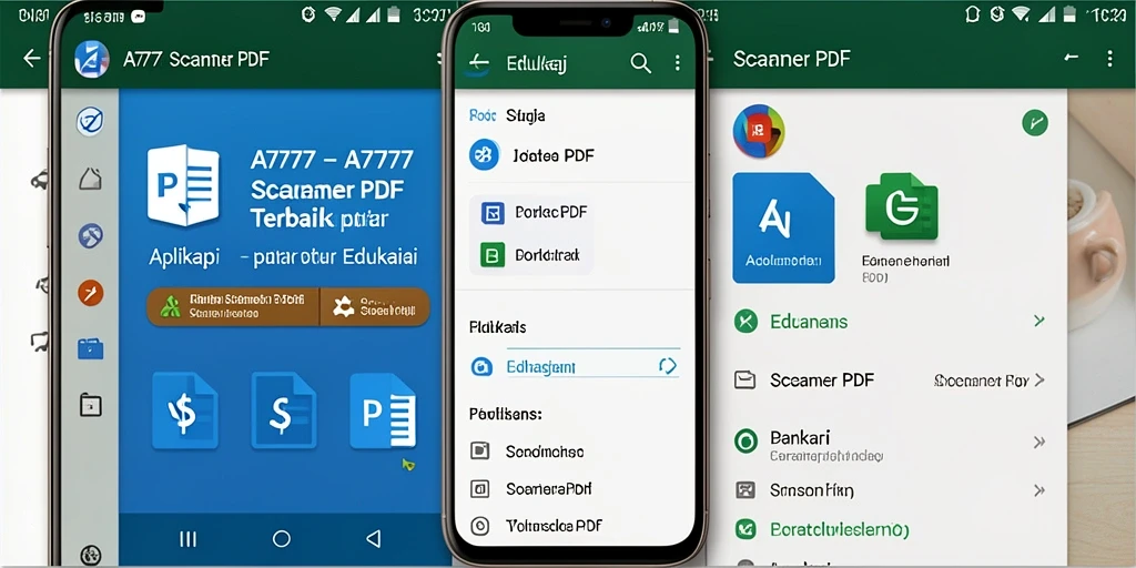 Tampilan utama A7777 dengan fitur Scanner PDF yang memudahkan penggunaan.