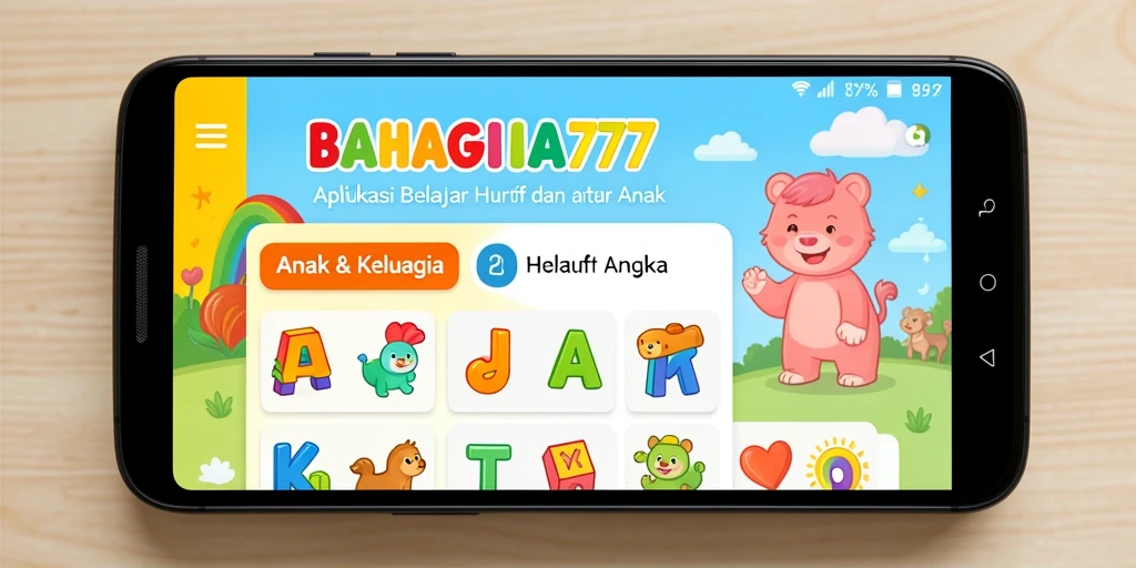 Tampilan antarmuka BAHAGIA777 yang interaktif dan ramah anak.