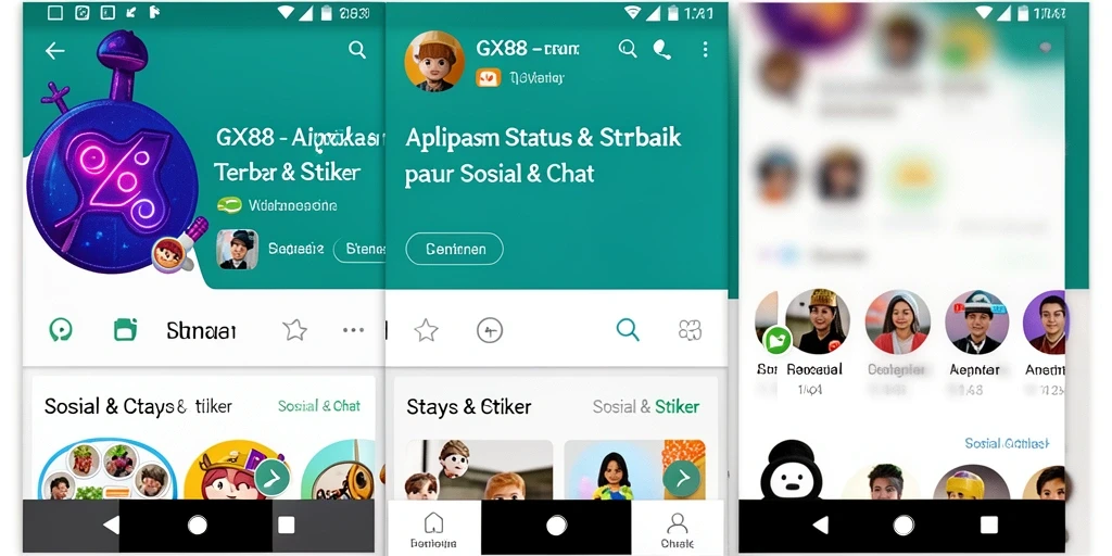 Antarmuka GX88 menampilkan berbagai pilihan stiker menarik untuk komunikasi.