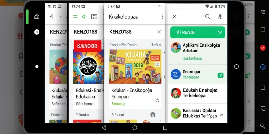 Tampilan antarmuka aplikasi Ensiklopedia KENZO188 yang informatif.