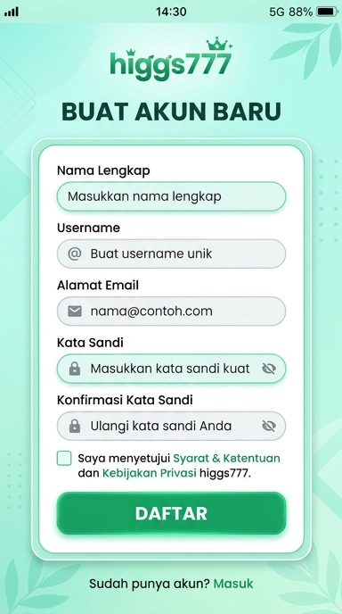 Panduan Registrasi Akun Higgs777 untuk Pengguna Android